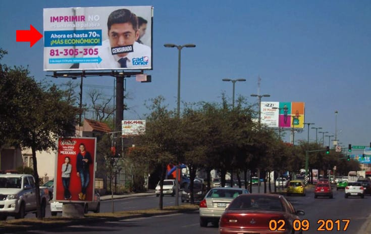 Espectacular NVL086S1 en Venustiano Carranza #402 Sur, Zona Centro, Monterrey de One Marketing