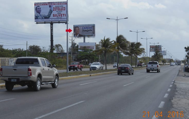 Espectacular QTR052N1 en Carr. Cancún Chetumal Km. 14.5 Blvd. L. D. Colosio, Benito Juárez, Cancún de One Marketing
