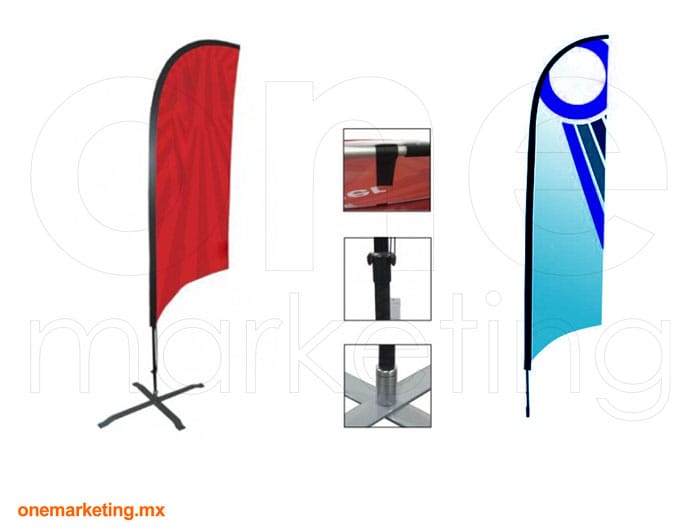 Bandera Vela de Fibra de Carbón código OM-BD-37 de One Marketing Stands y Displays