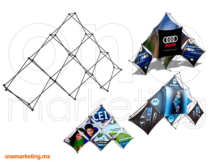 Display tipo Display Araña Pirámide 6 Módulos OM-DP-85 de One Marketing Expo Stands y Displays