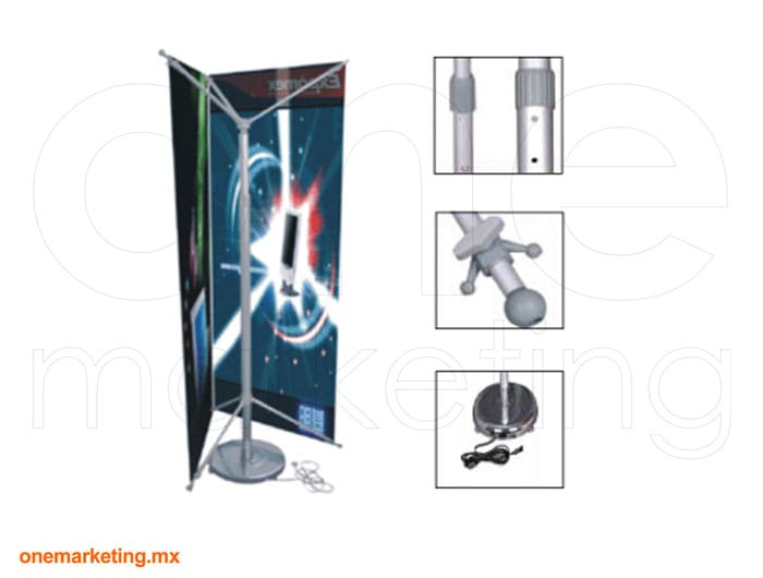 Tri Banner X Ajustable Rotativo de Aluminio código OM-BX-22 de One Marketing Stands y Displays