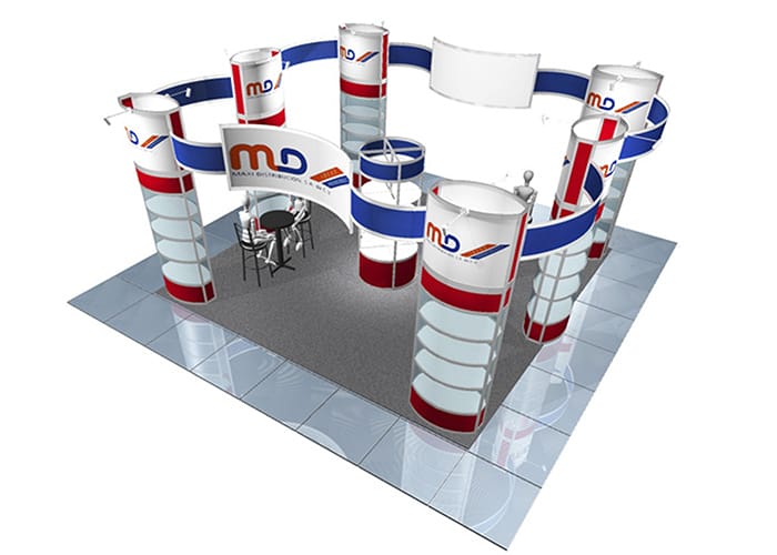Ejemplo de Stand Octanorm 6x6 en Isla para MD de One Marketing Expo Stands y Displays